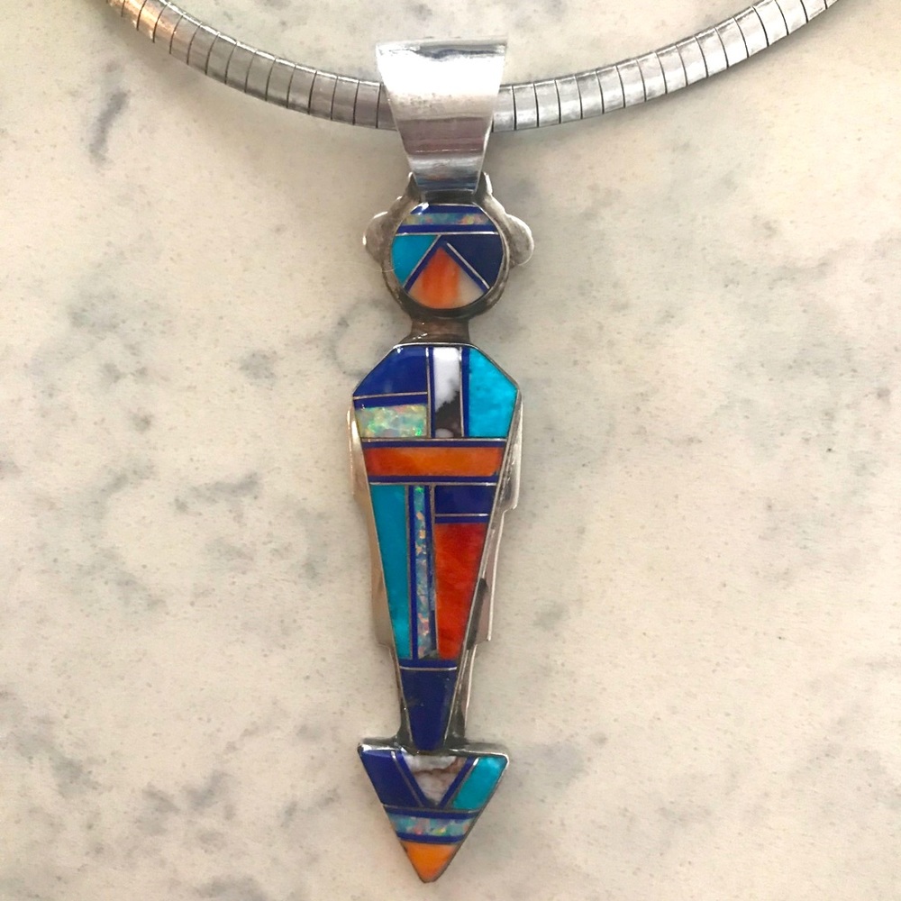 P.Sanchez Sterling Silver Navaho Pendant Necklace